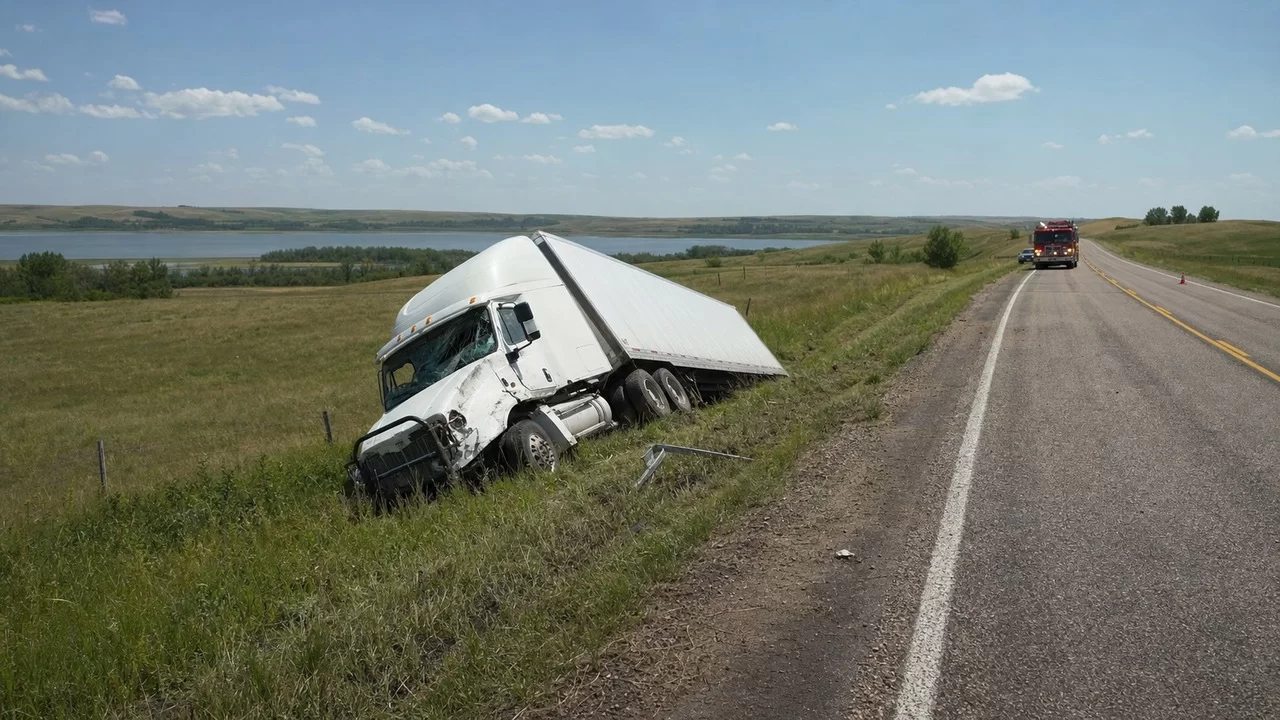 One Dead After Single-Vehicle Semi-Truck Crash Near Lake Andes
