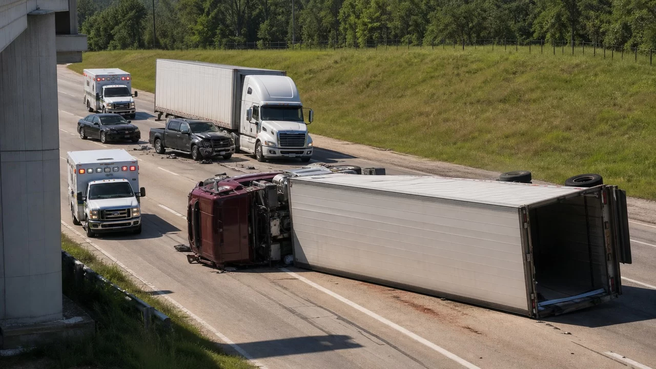 Eight Injured in Series of I-20 Crashes Involving 18-Wheelers Near Lindale
