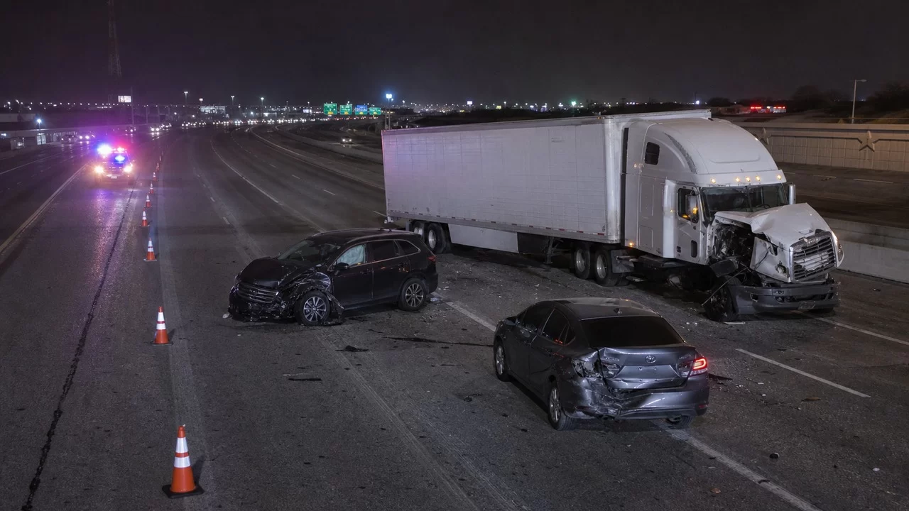 Four Injured in Multi-Vehicle 18-Wheeler Crash on I-30 in Garland