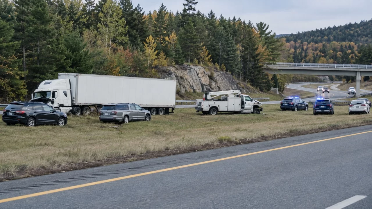 Multi-Vehicle Tractor-Trailer Crash Sends Vehicles Across I-95 Median in Maine