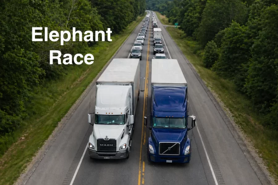 semi truck elephant race