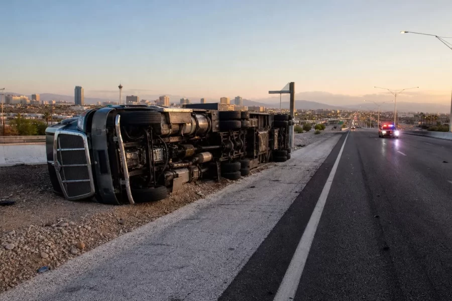 Semi-Truck Rollover Crash Leaves Driver Dead in East Las Vegas