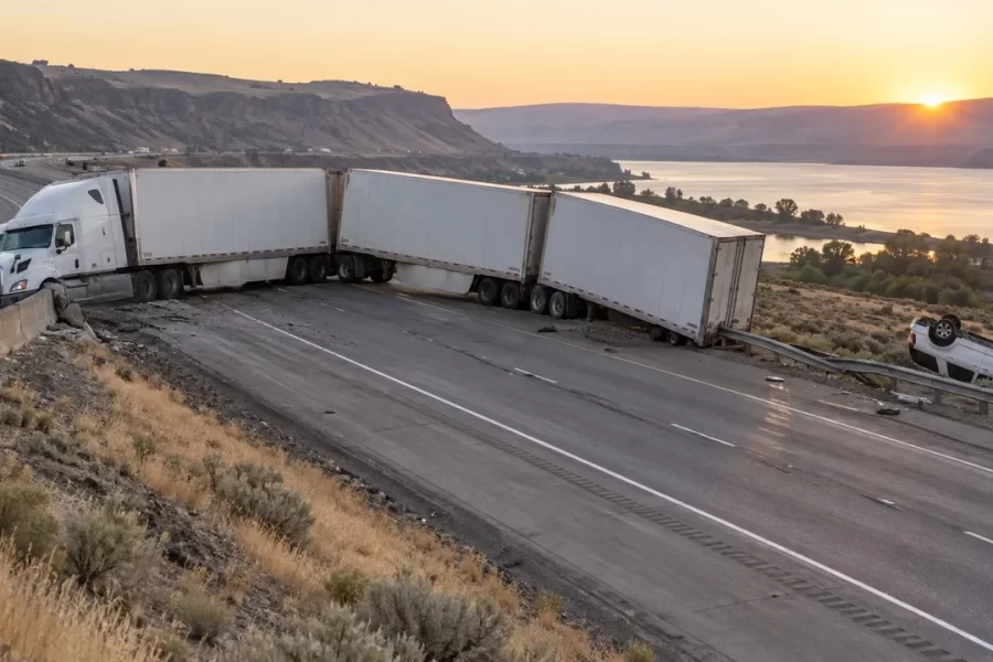 Three Injured After Triple-Trailer Truck Crosses I-84 Median Near Arlington