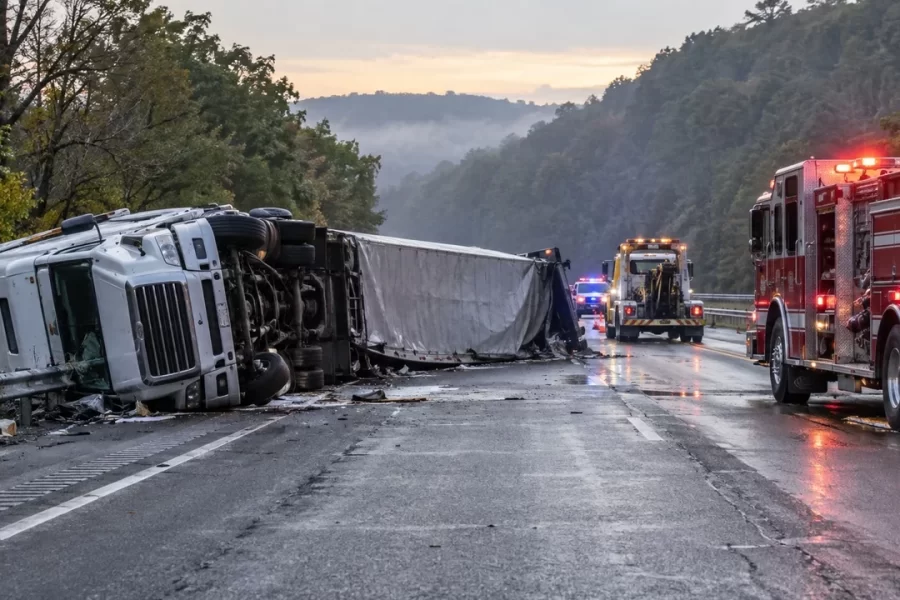 Driver Rescued After Tractor-Trailer Jackknifes on I-81 in Tremont Township