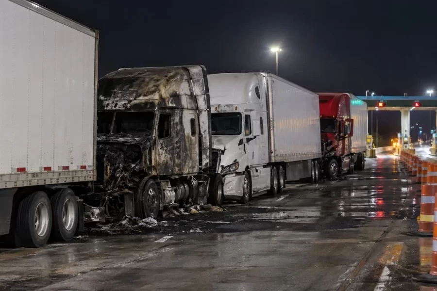 Four Semis Collide in Indiana Toll Road Work Zone in Steuben County