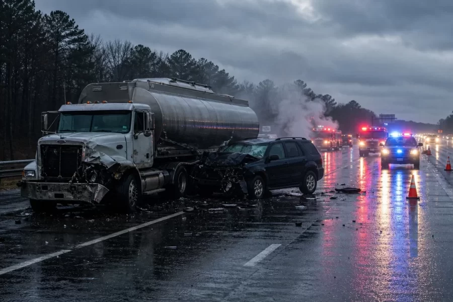 Fiery I-85 Tanker Truck Crash Leaves One Dead in DeKalb County, Georgia