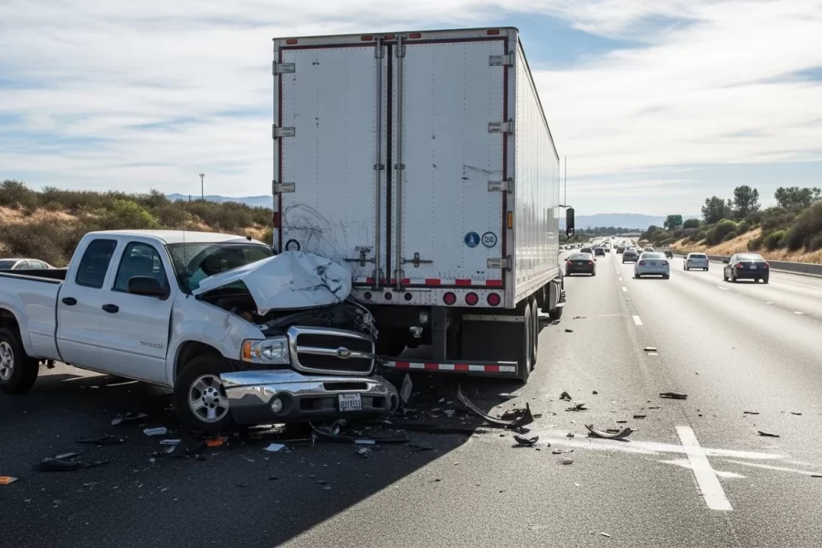 pick up truck rear end semi