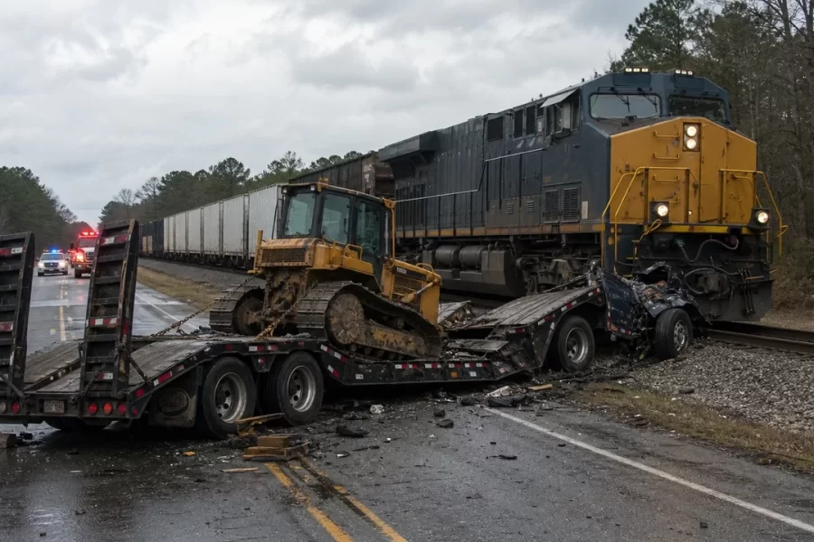 Train Derails After Hitting Lowboy Tractor-Trailer in Hall County, Georgia