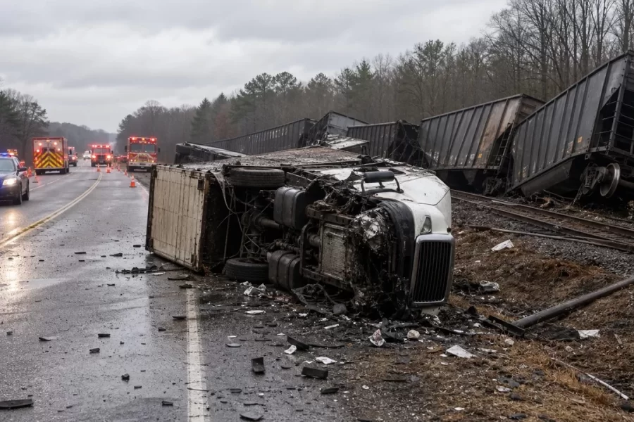 Truck Driver Charged After Tractor-Trailer Overturns and Strikes Train in Monroe County
